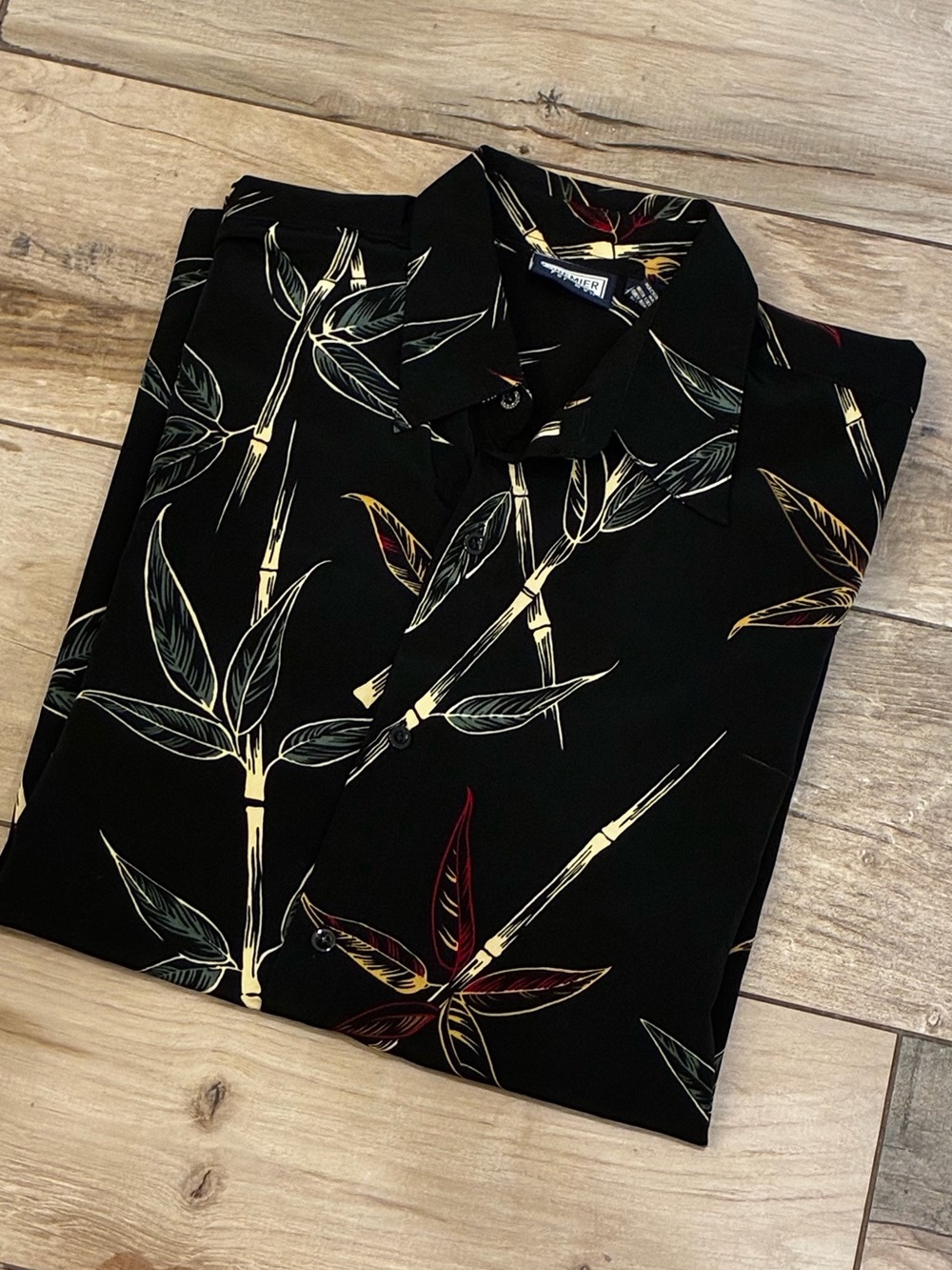 Black Floral Short-Sleeve men’s casual button up